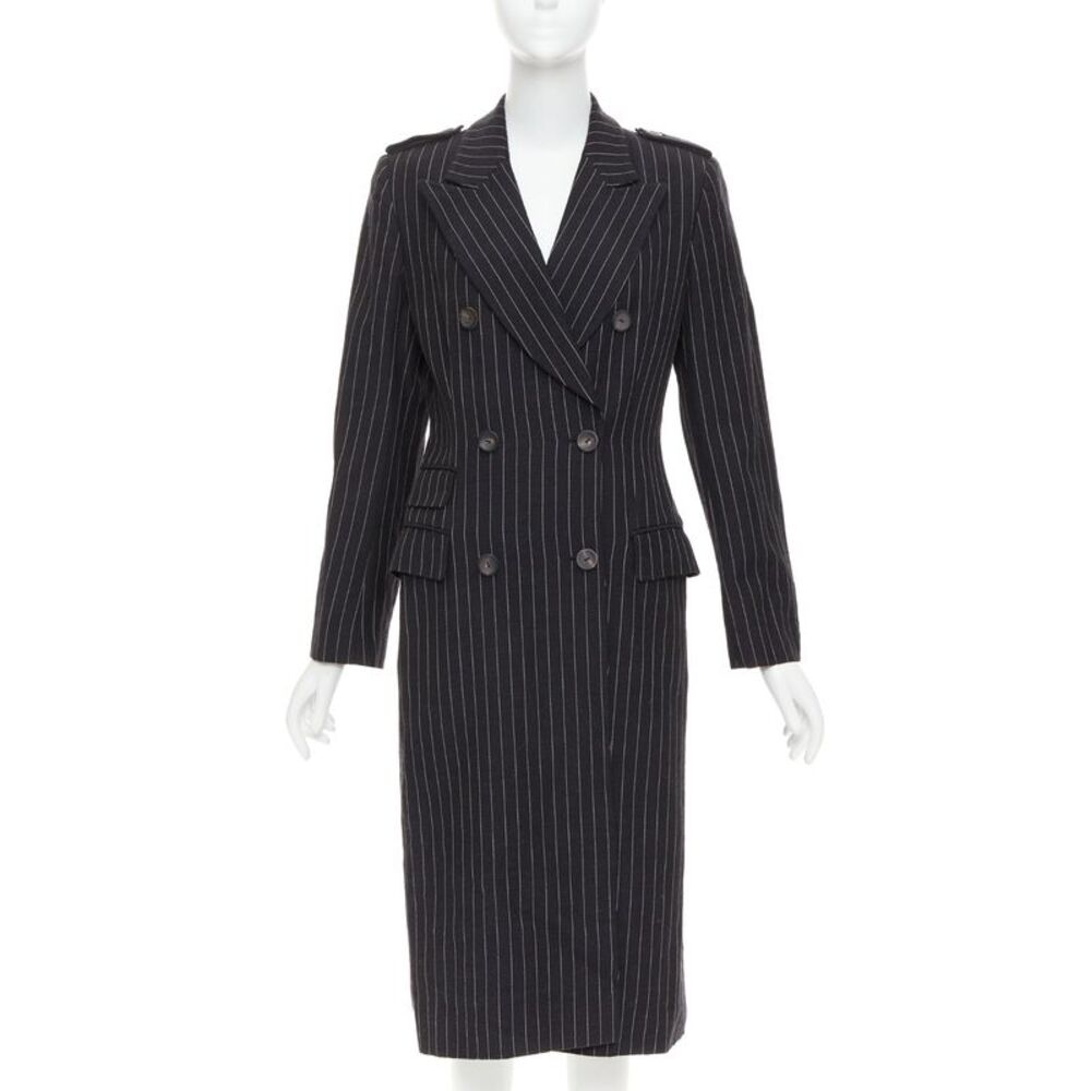 Gucci Tom Ford black wool pinstripe overcoat